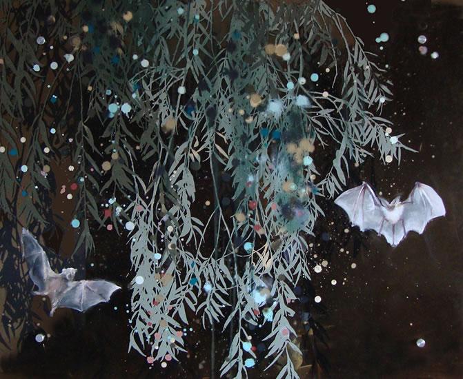 painting, Night Pollinators and Night by Cara Enteles