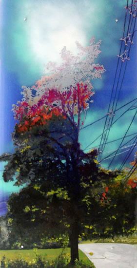 painting, Power Line Tree 6  by Cara Enteles